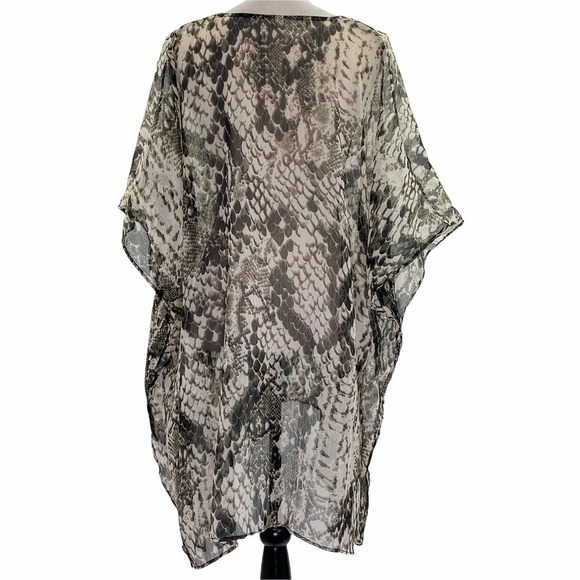 SNAKESKIN Print Embroidered Boxy Poncho Blouse - Picture 2 of 11